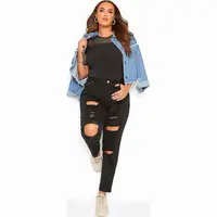 Yours Clothing Women's Black Ripped Jeans