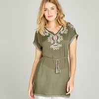 Women's Apricot Embroidered Tunics