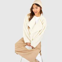 NASTY GAL Women's Cream Teddy Coats