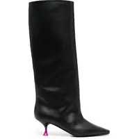 3juin Women's Black Leather Knee High Boots