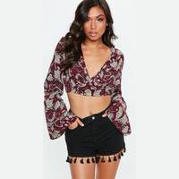 Missguided Burgundy Crop Tops for Women