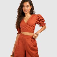 boohoo Women's Wrap Crop Tops