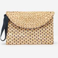 Natural One Size Joules Womens Hadden Woven Straw Flap Over Clutch Bag