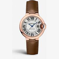 Cartier Mens Rose Gold Watch With Leather Strap