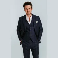 Dobell Men's Blue Check Suits