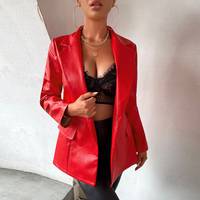 SHEIN Women's Red Leather Jackets
