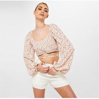 Missguided Women's White Long Sleeve Crop Tops