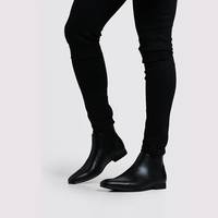 boohooMAN Men's Black Leather Chelsea Boots