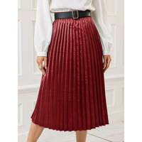 SHEIN Women's Red Pleated Skirts