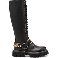 Moschino Women's Black Leather Knee High Boots