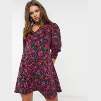 QED London Womens Floral Dress With Sleeves