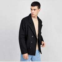 SHEIN Men's Black Double-Breasted Coats