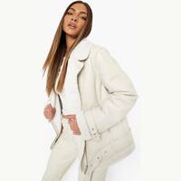 boohoo Women's White Leather Jackets
