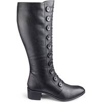 Fashion World Women's Black Leather Knee High Boots