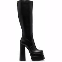 Versace Women's Black Leather Knee High Boots