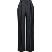 Wolf & Badger Women's Leather Wide Leg Trousers