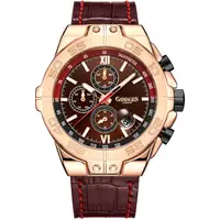 TJC Mens Rose Gold Watch With Leather Strap