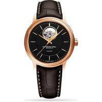 Mappin & Webb Mens Rose Gold Watch With Black Leather Strap