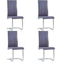 vidaXL Grey Leather Dining Chairs