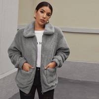 SHEIN Women's Grey Teddy Coats