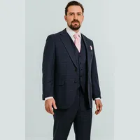 Dobell Men's Navy Check Suits