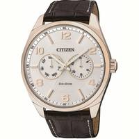 Citizen Mens Rose Gold Watch With Leather Strap