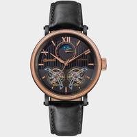 Ingersoll Mens Rose Gold Watch With Black Leather Strap