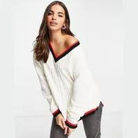 Monki Women's White Cotton Jumpers