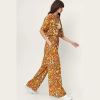 NASTY GAL Women's Floral Wide Leg Trousers