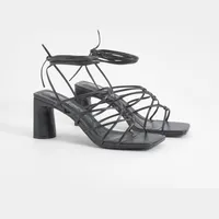 boohoo Women's Black Strappy Heels