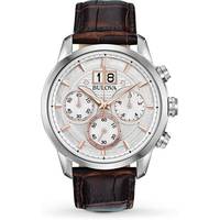 Bulova Mens Chronograph Watches With Leather Strap