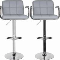 Ebern Designs Grey Leather Dining Chairs