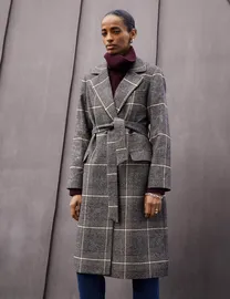 Marks and spencer checked coat hotsell