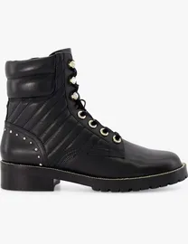 Dune risky black leather buckle ankle boot hotsell