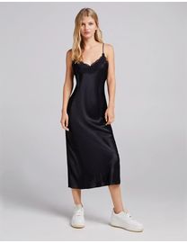 Shop Bershka Women s Black Satin Dresses up to 35 Off DealDoodle