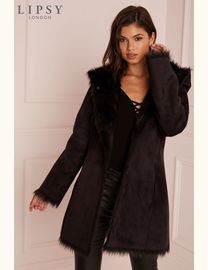 Lipsy black reversible fur coat best sale