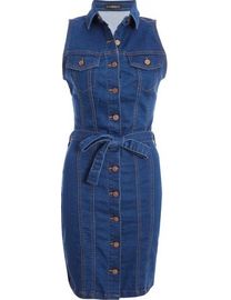 Quiz blue denim button front dress hotsell