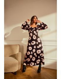 F&f neutral leopard border satin wrap midi dress online