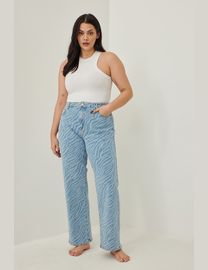 NA-KD 2024 Zebra Organic High Waisted Straight Jeans