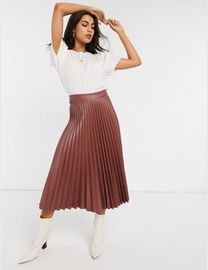 Shop Stradivarius Women s Leather Pleated Skirts DealDoodle