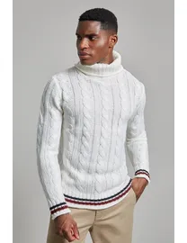 Chunky knit roll neck jumper mens best sale