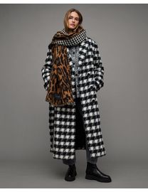 All saints anya check coat best sale