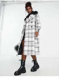 Miss selfridge check wrap coat best sale