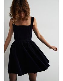 Debenhams blue velvet dress best sale