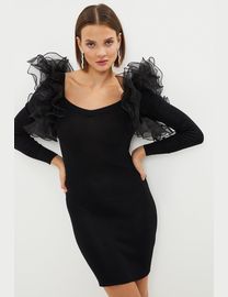 Coast black ceri tulle knit dress best sale