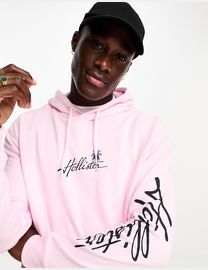 Hollister mens pink hoodie sale