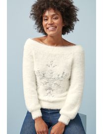 Shop Next Women s White Off The Shoulder Jumper DealDoodle