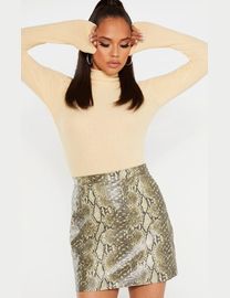 Shop Khaki Leather Skirt up to 95 Off DealDoodle