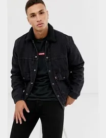 Levi's cord borg trucker jacket in black best sale