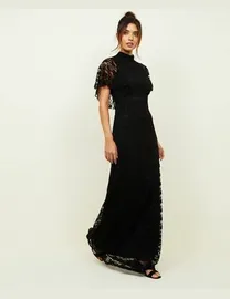 Mela black high neck lace maxi dress hotsell